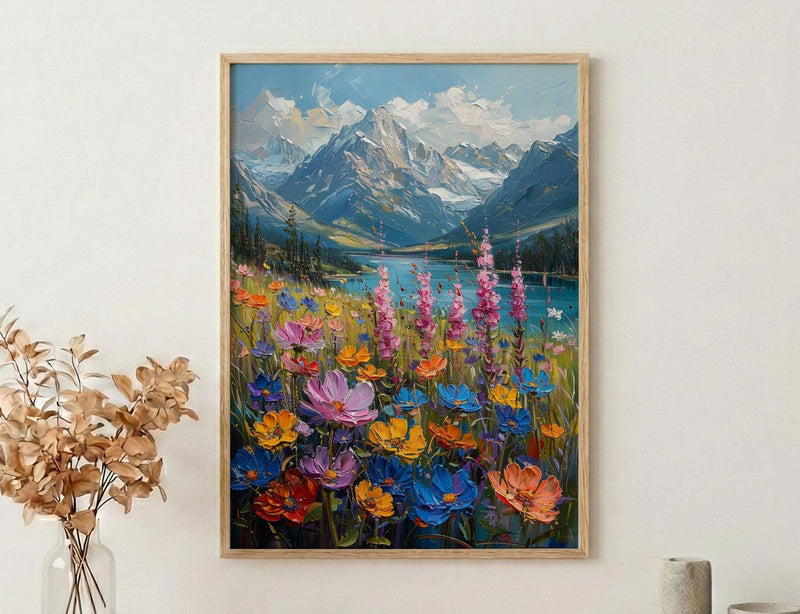 Swiss Alps Wall Art, Switzerland Nature - Wildflower Meadow Print