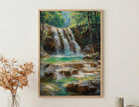 Plitvice Lakes Art, Croatia Nature Decor - Emerald Waterfall Print