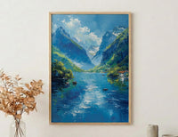 Norway Fjord Poster, Scandinavian Nature - Green Mountain Art