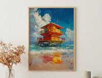 Miami South Beach Art Print, Luxury Florida Coastal Decor - Bright Turquoise Summer Ocean View