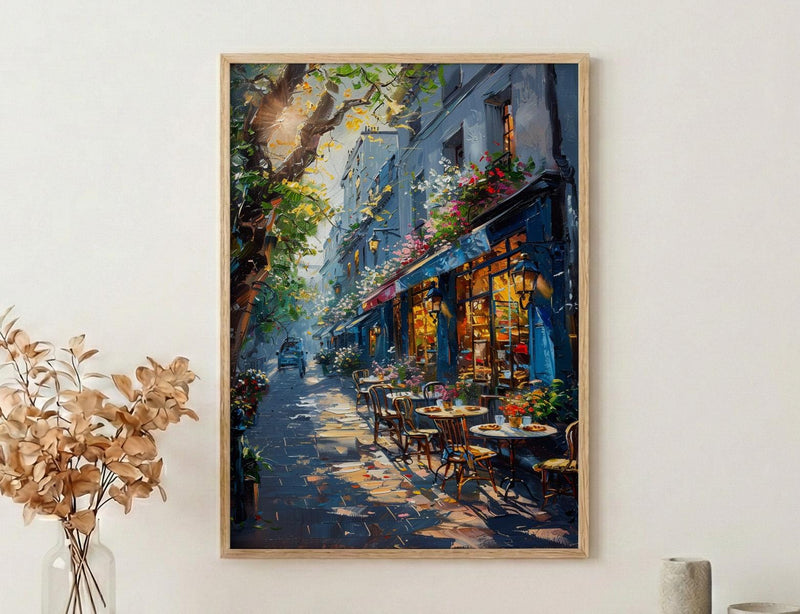 Paris Cafe Wall Art, France Street Decor - Morning Coffee Print