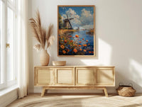 Dutch Windmill Art, Netherlands Decor - Historic Canal Print