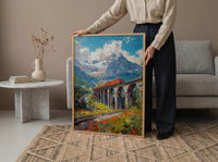 Swiss Train Poster, Switzerland Nature - Stone Viaduct Print