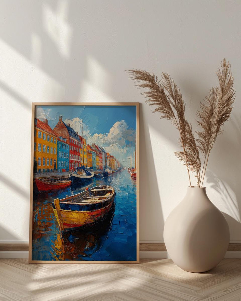Copenhagen Nyhavn Art Print, Denmark City Decor - Colorful Townhouse
