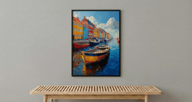Copenhagen Nyhavn Art Print, Denmark City Decor - Colorful Townhouse