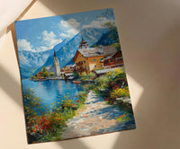Hallstatt Village Wall Art, Austria Nature Decor - Alpine Lake Print
