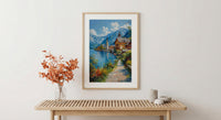 Hallstatt Village Wall Art, Austria Nature Decor - Alpine Lake Print