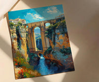 Ronda Bridge Poster, Spain Gorge Decor - Ancient Stone Art Print