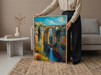 Ronda Bridge Poster, Spain Gorge Decor - Ancient Stone Art Print