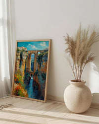 Ronda Bridge Poster, Spain Gorge Decor - Ancient Stone Art Print