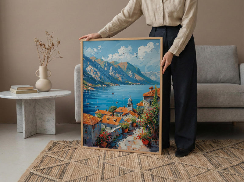 Kotor Bay Wall Art, Montenegro Sea Decor - Mountain Landscape