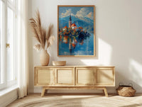 Lake Bled Art Print, Slovenia Island Decor - Alpine Church Poster