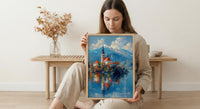 Lake Bled Art Print, Slovenia Island Decor - Alpine Church Poster