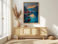 Lofoten Island Art, Norway Coastal Decor - Red Fishing Cabin