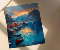 Lofoten Island Art, Norway Coastal Decor - Red Fishing Cabin