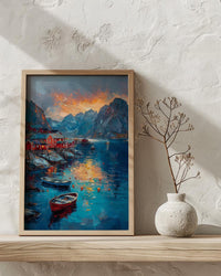 Lofoten Island Art, Norway Coastal Decor - Red Fishing Cabin