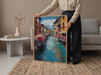 Annecy France Poster, Turquoise Canal Decor - Medieval House Art