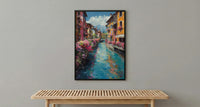 Annecy France Poster, Turquoise Canal Decor - Medieval House Art