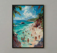 Bahamas Swimming Pig Wall Art, Tropical Exuma Island Decor - Crystal Clear Ocean Summer Fun