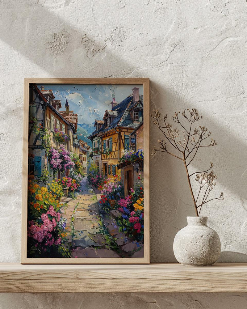 Colmar France Art Print, Historic Town Home Decor - Bright Half Timbered House Summer Vibe
