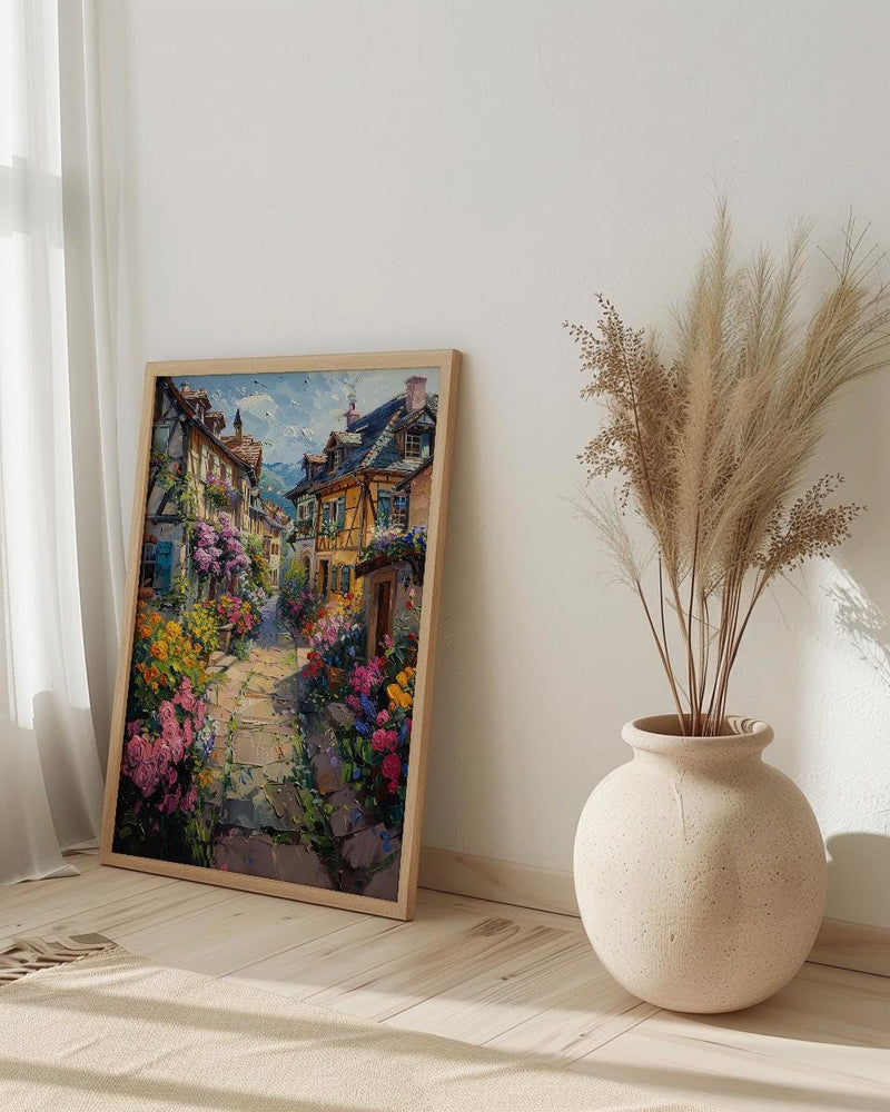 Colmar France Art Print, Historic Town Home Decor - Bright Half Timbered House Summer Vibe