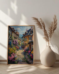 Colmar France Art Print, Historic Town Home Decor - Bright Half Timbered House Summer Vibe