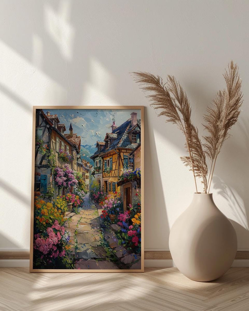 Colmar France Art Print, Historic Town Home Decor - Bright Half Timbered House Summer Vibe
