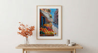 Rome Market Art Print, Italy Fruit Home Decor - Bright White Canopy Tent Summer Morning