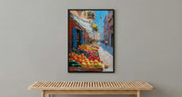 Rome Market Art Print, Italy Fruit Home Decor - Bright White Canopy Tent Summer Morning