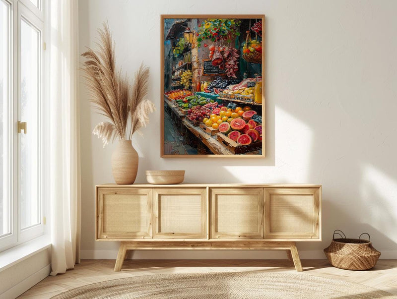 Barcelona Market Wall Art, La Boqueria Home Decor - Colorful Fresh Fruit Juice Summer Scene