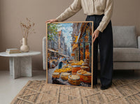 Amsterdam Market Art Print, Stroopwafel Food Home Decor - Bright Yellow Cheese Stall Summer Vibe