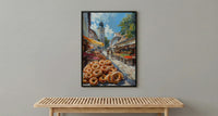 Munich Market Wall Art, Viktualienmarkt City Home Decor - Giant Fresh Pretzel Stall Summer Retreat