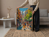 El Rastro Market Poster, Madrid Spain Home Decor - Vibrant Vintage Goods Crowd Summer Scene