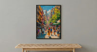 El Rastro Market Poster, Madrid Spain Home Decor - Vibrant Vintage Goods Crowd Summer Scene