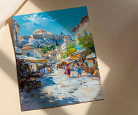 Athens Market Wall Art, Greece Antique Home Decor - Historic Acropolis View Trinket Summer Holiday