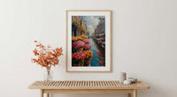 Amsterdam Flower Market Poster, Bloemenmarkt Tulip Home Decor - Vibrant Canal Floating Bulb Summer Artwork