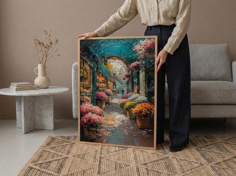 Paris Flower Wall Art, France Garden Home Decor - Green Iron Pavilion Orchid Summer Setting