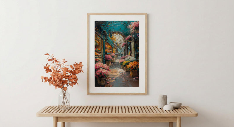 Paris Flower Wall Art, France Garden Home Decor - Green Iron Pavilion Orchid Summer Setting