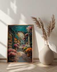 Paris Flower Wall Art, France Garden Home Decor - Green Iron Pavilion Orchid Summer Setting