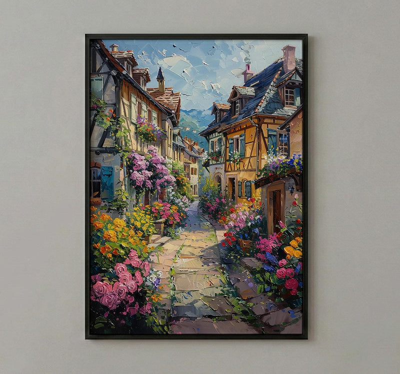 Colmar France Art Print, Historic Town Home Decor - Bright Half Timbered House Summer Vibe