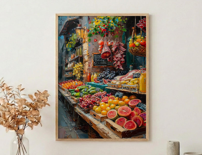 Barcelona Market Wall Art, La Boqueria Home Decor - Colorful Fresh Fruit Juice Summer Scene