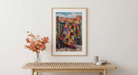 Navajo Blanket Desert Wall Art, Boho Southwestern Room Decor - Colorful Geometric Summer View