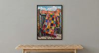 Navajo Blanket Desert Wall Art, Boho Southwestern Room Decor - Colorful Geometric Summer View
