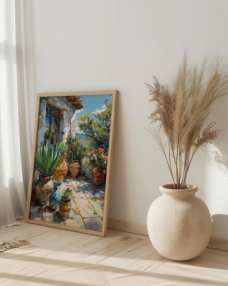 Terracotta Agave Pot Poster, Desert Boho Plant Home Decor - Green Succulent Summer Patio