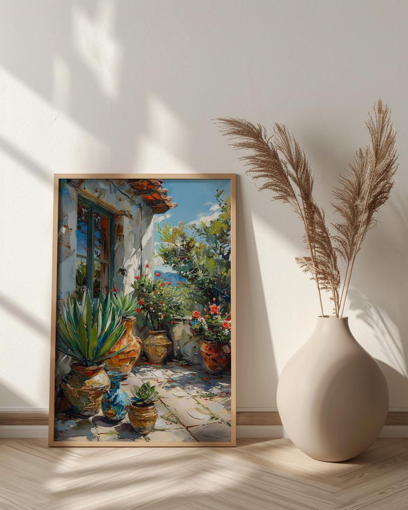 Terracotta Agave Pot Poster, Desert Boho Plant Home Decor - Green Succulent Summer Patio