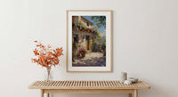 Adobe Courtyard Desert Wall Art, New Mexico Travel Decor - Dramatic Summer Sun Shadow