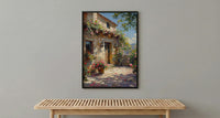 Adobe Courtyard Desert Wall Art, New Mexico Travel Decor - Dramatic Summer Sun Shadow