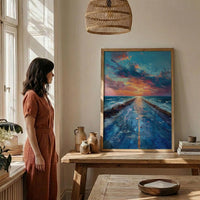 Endless Desert Road Poster, Classic Americana Highway Travel Decor - Shimmering Summer Heat Wave