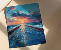 Endless Desert Road Poster, Classic Americana Highway Travel Decor - Shimmering Summer Heat Wave