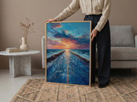 Endless Desert Road Poster, Classic Americana Highway Travel Decor - Shimmering Summer Heat Wave